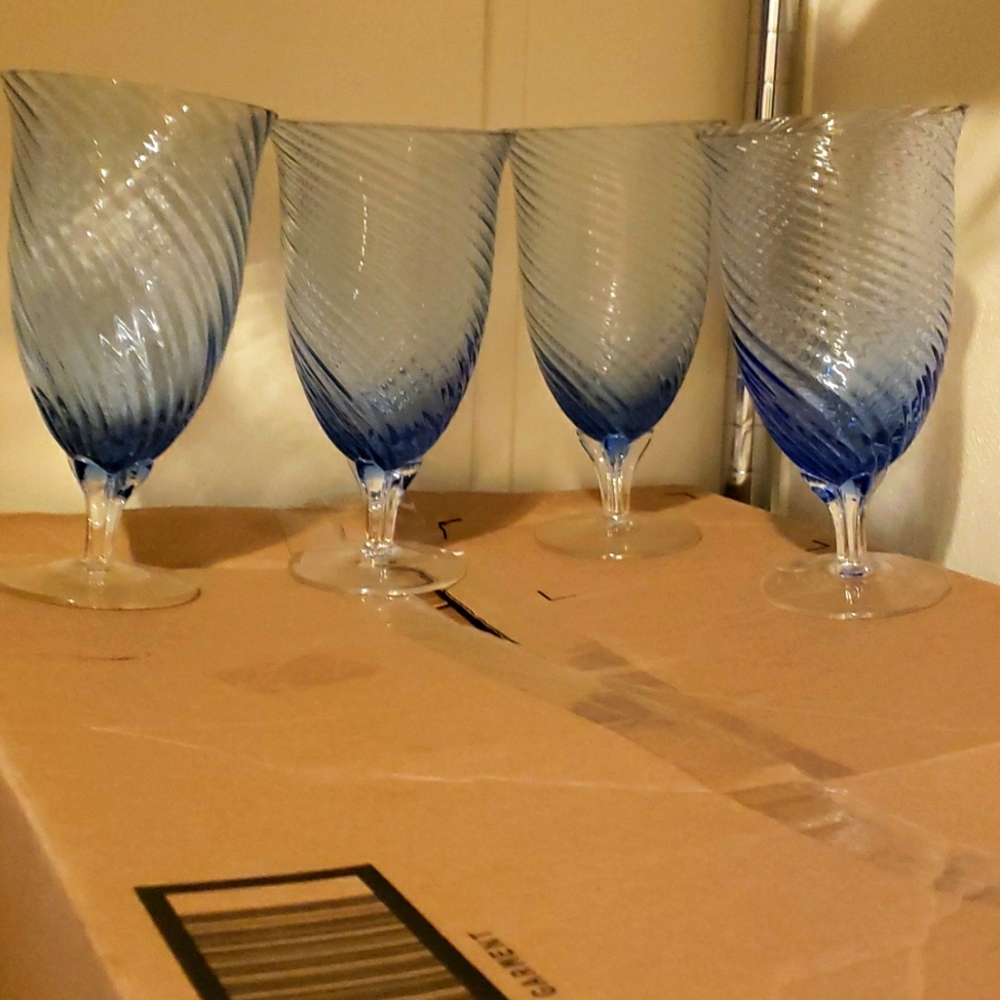 New set of 3 blue swirl large goblets. I just broke one!!!